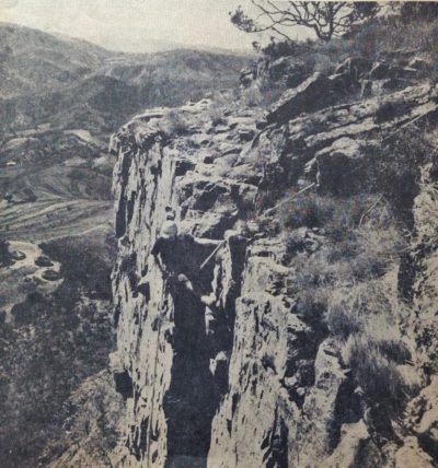 Sherman Ripley abseiling in to Mothers Day by Arthur Bowland 1965